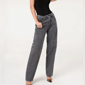 GOOD AMERICAN NWT GOOD ’90s Loose Jeans GNIL0999BT Washed 238 Black Size 30
